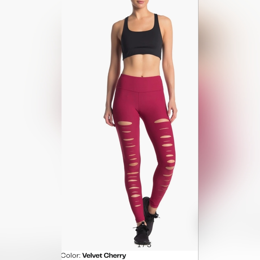 90 Degree by Reflex Vented High Waisted Leggings NWT Velvet Cherry Size XS